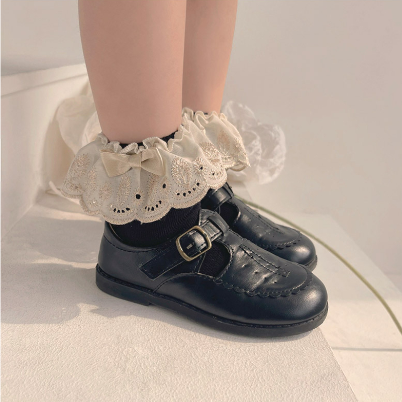 Bambine Fiocco Calzini a Balze Frilly Principessa Pizzo Cotone Caviglia Vestito