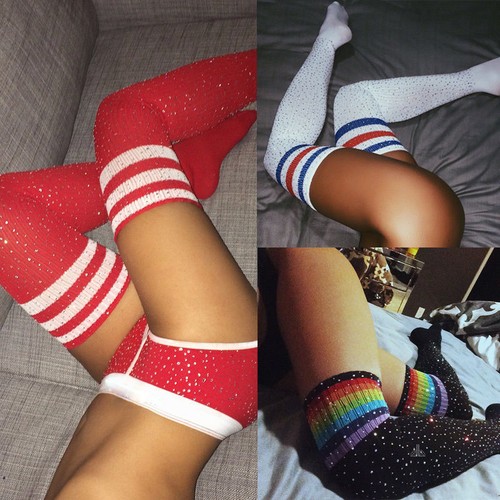 Damen Overknee Socken Strick Strümpfe Stulpen Mädchen Stockings Trachtensocken