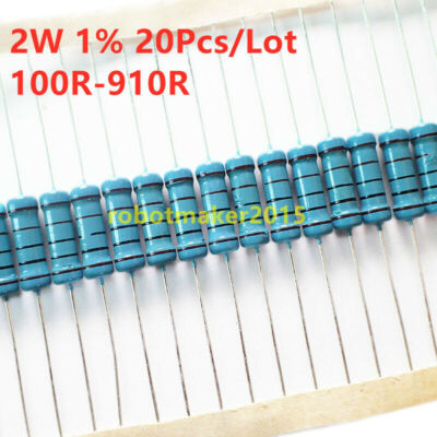 20Pcs 2W 2 Watt Metal Film Resistor ±1% 220 120 150 180 330 470 100-910 Ω Ohm