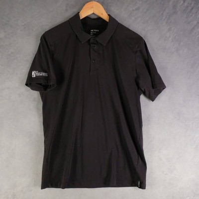 Arc'teryx Shirt Mens Medium Black Solid Captive Polo Cotton Blend