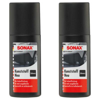 2 x SONAX Kunststoff Neu Schwarz Stoßstangenschwarz 100ml Kunststoffpflege 