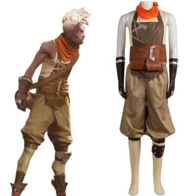 LOL Arcane Ekko Men Uniform Outfit Cosplay Costume  Fullset Vest Pant Apron Suit