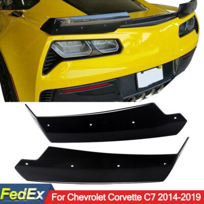 Pair Trunk Wing Spoiler Flap For 2014-2019 Chevrolet Corvette C7 Gloss Black