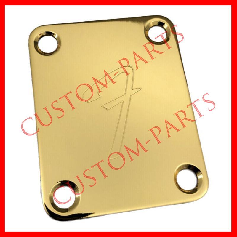 70s NECK PLATE Fender Vintage "F" Logo Strat Tele Guitar Bass Screws Parts Bolt