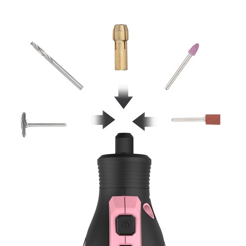 WORKPRO 12V Cordless Rotary Tool Kit 5 Variable Speeds w/Accessory Kit Pink/Gray