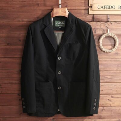 Men's Jacket Italian Style Male Lapel Loose Casual Slim Fit Three Buttons Blazer
