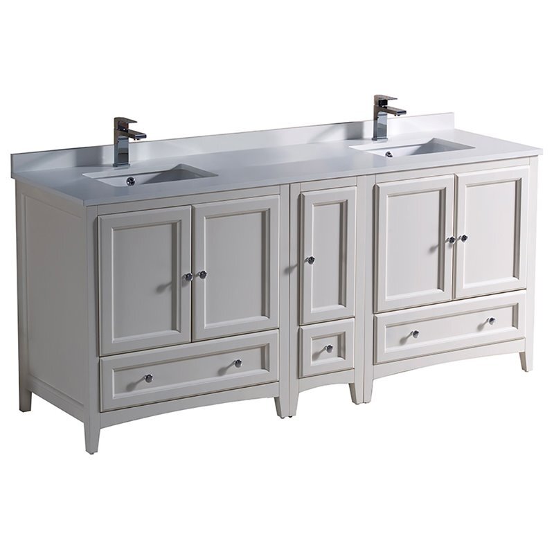 Fresca Oxford 72" Antique White Double Bathroom Cabinets with Top