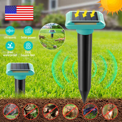 Ultrasonic Solar Powered Bird Pest Repeller Animal Rat Repellent w/LED Indicator