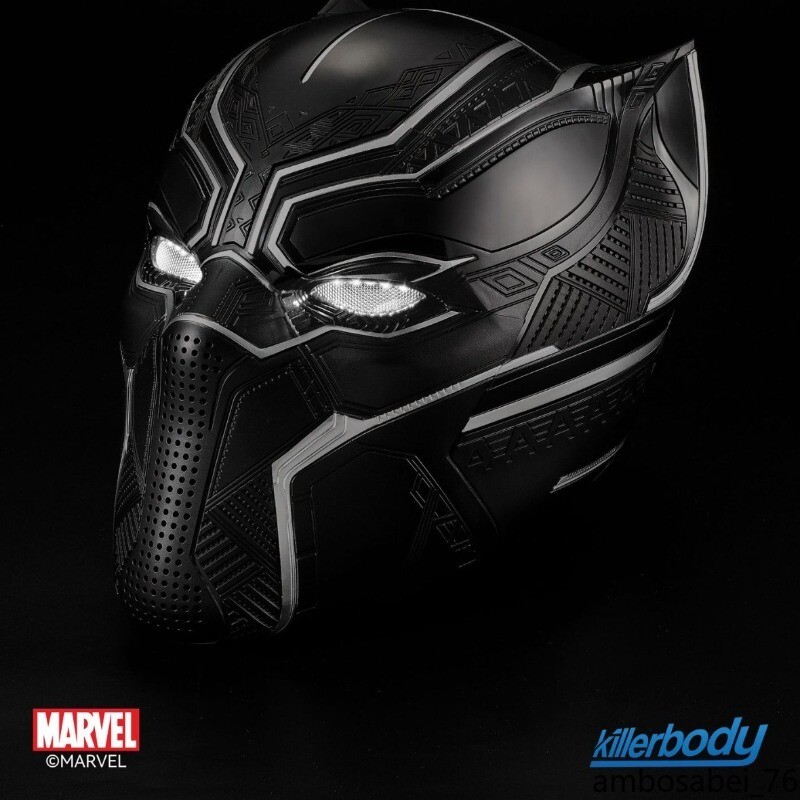 Pre-owned Marvel Comics Black Panther Helmet Touch Eye Light Wearable Genuine Helmet Visor