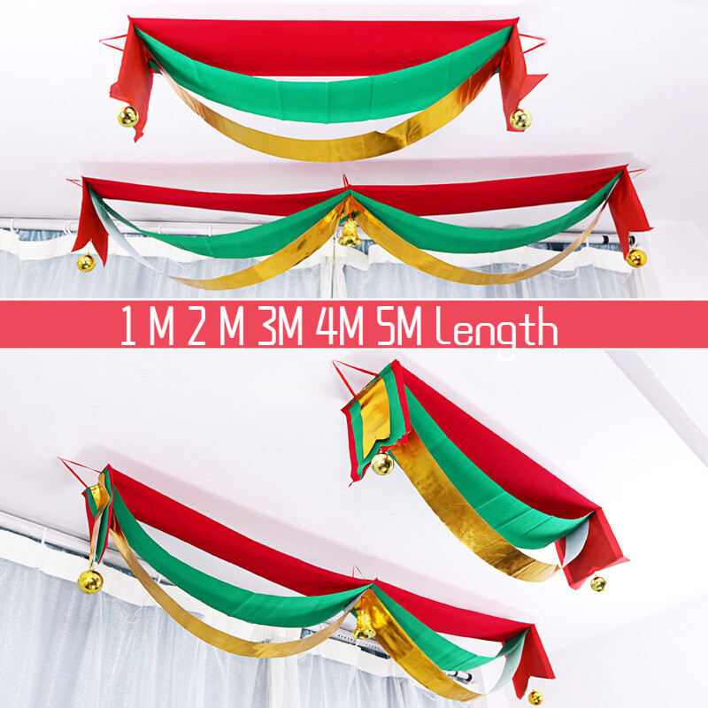 1-5M Christmas Flocking Banner Wave Colorful Flags Pennant Bunting Wall Hanging