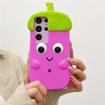 3D Cartoon Eggplant Happy Bunny Rabbit Case Cover For Google Pixel 5 6 7 8 9 Pro
