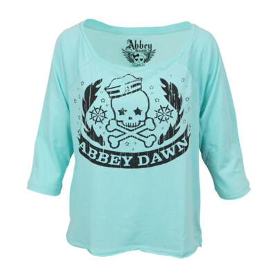 Abbey Dawn Womens Black Seas Oversized Boatneck Raglan T shirt Teal