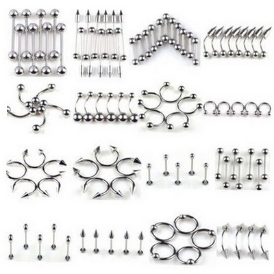 85stk Körper Piercing Gemischt Set Schmuck Zubehör Ring Stud Lippe Modeschmuck