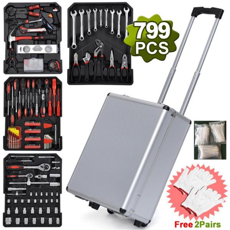799Pcs Tool Set Mechanics Tool Kit Wrenches Socket w/Trolley