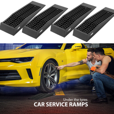 4pcs Car Service Ramps Low Profile Plastic 6 Ton Race Truck Ramps Oil Service