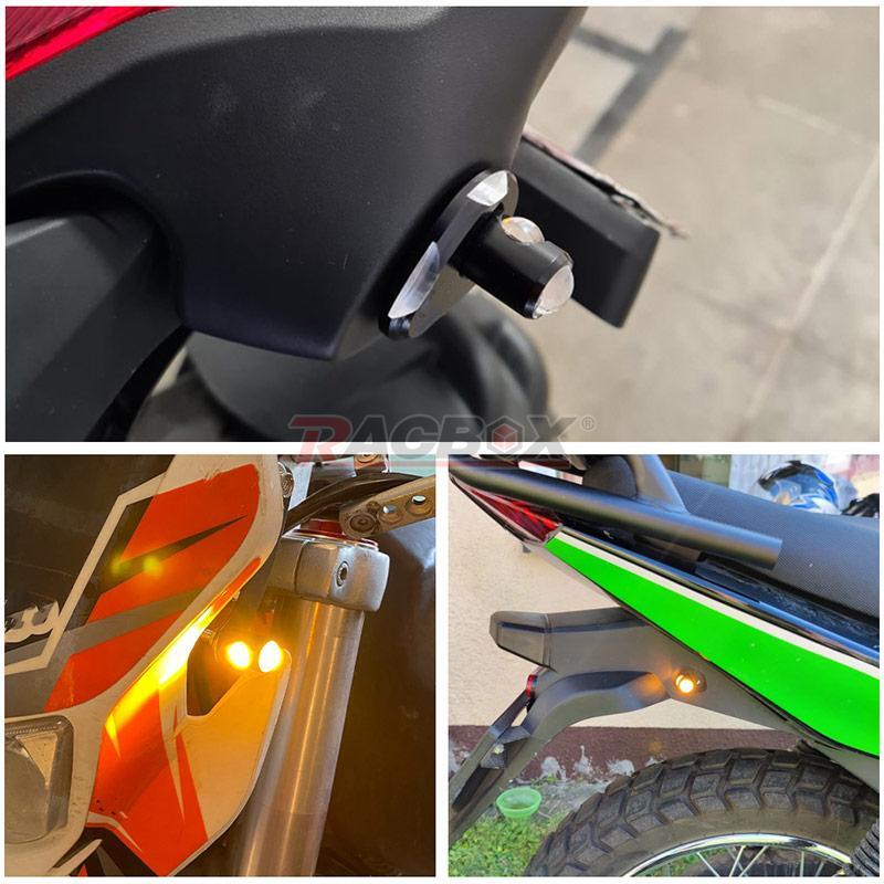 2X Mini LED Motorcycle Turn Signals Indicator Black Amber Blinker DIY Light US