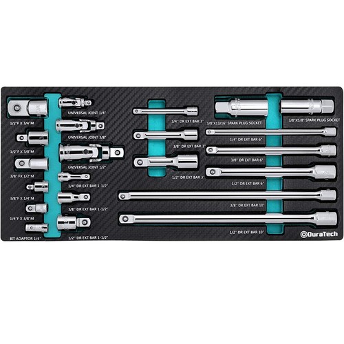 DURATECH 22PC Drive Tool Accessory Set Socket Adapters Extension Bars Steel