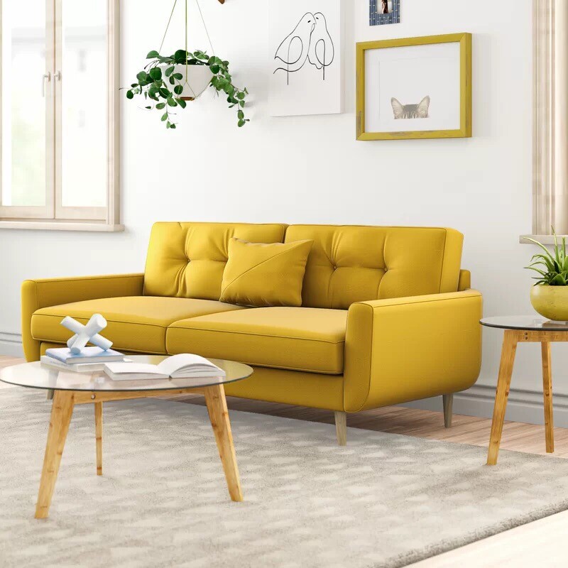 NEW SOFA 3 SEATER WAYFAIR YELLOW STYLISH RRP 499 Offers
