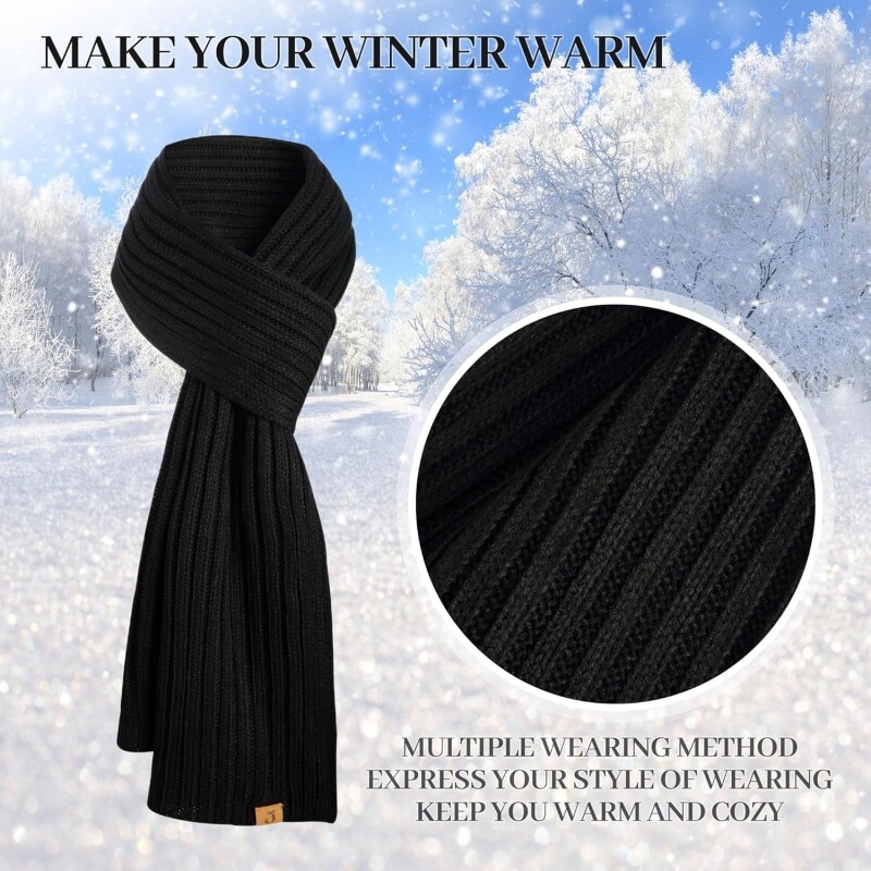 Winter Beanie Fleece Lined Pom Pom Hat Long Scarf Touchscreen Gloves for Women