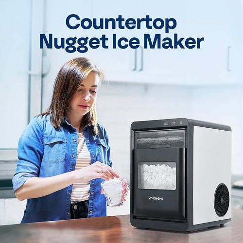 Nugget Ice Maker Countertop Chewable Ice Machine Automatic Self-Cleaning 45LBS