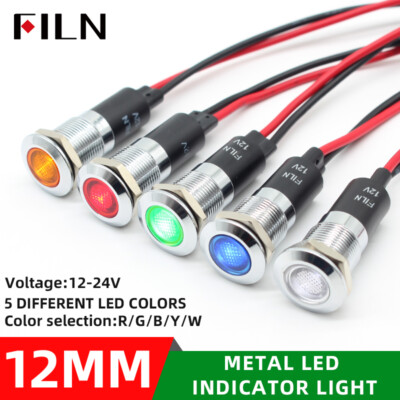 3Pcs 12MM 12V 24V LED Indicator Light Symbol Metal Dash Suitable Car Dashboard