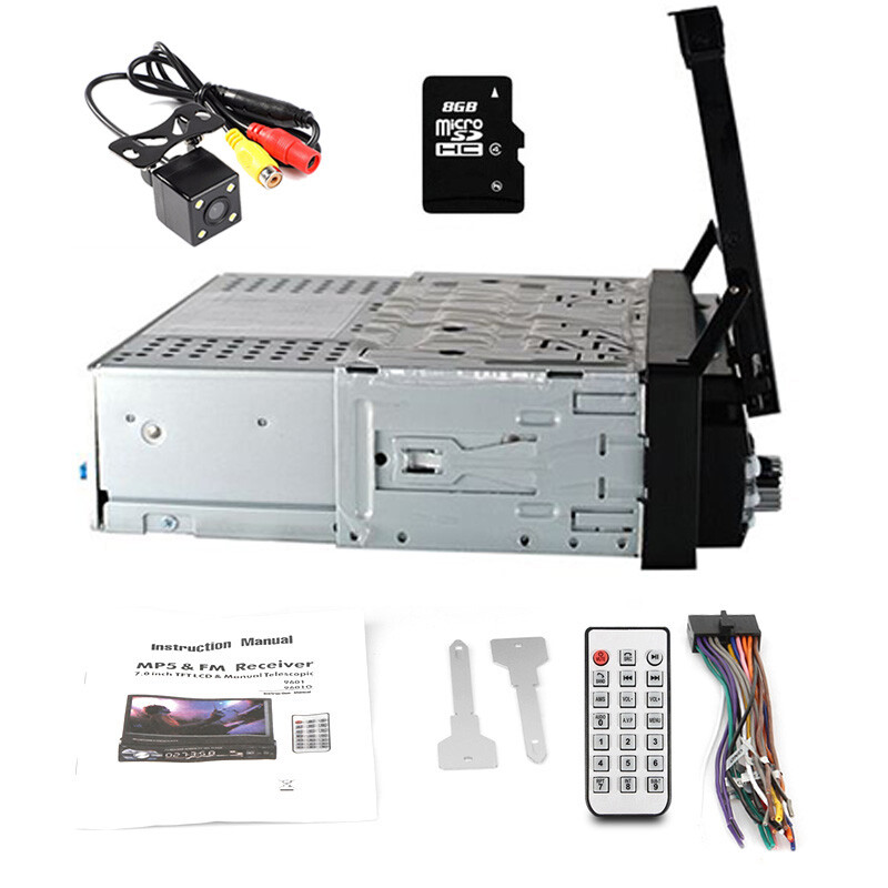 7" Car Stereo Radio GPS Single 1 Din Flip Out Bluetooth Touch Screen MP5 +Camera