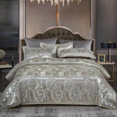Luxury Satin 1PC Jacquard Duvet Cover Queen King Size No Pillowcases No Sheet