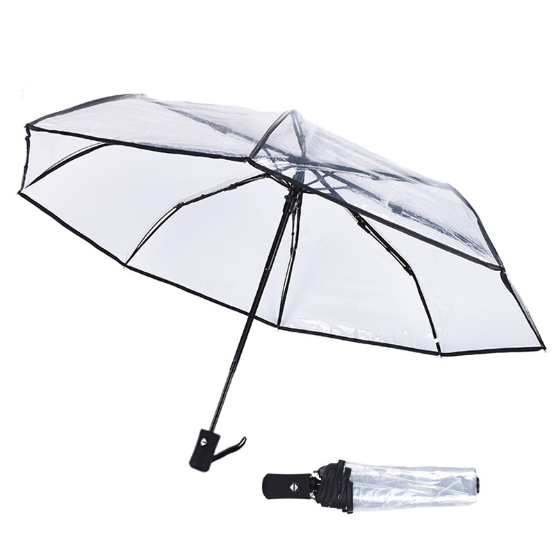 Automatic Clear Umbrella White/Black Mens/Ladies Transparent Windproof