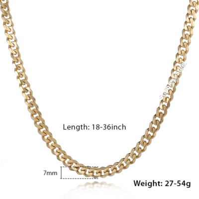 3/5/7/9/11mm Men Gold Plated Curb Cuban Link Chain Necklace Bracelet Xmas 16-30"