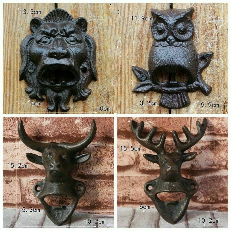 1pc Iron Bottle Opener Wall Mounted Beer Bar Retro Buddies Owl Deer Party Decor