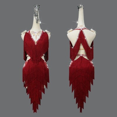 Latin Dancing Professional Dress Performance Clothes Rumba Dance Tassel Dress