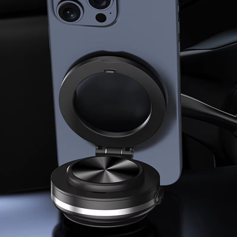 Magnetic Car Phone Mount with 360° Rotation and Vacuum Suction Cup Holder