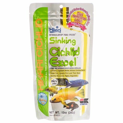 Hikari Mini Pellet Cichlid Excel Sinking Fish Food net weight 12 oz (Pack of 3)