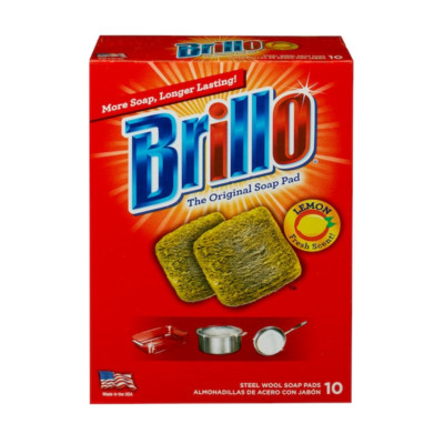 Brillo Lemon Scented Steel Wool Scouring Soap Pad (10-Pack)