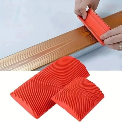 4Pcs Painting Tools Rubber Roller Brush Wood Graining Wall Paint Home Decoration