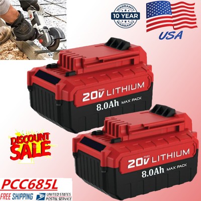 2X 20V 8.0AH Lithium-Ion Battery For PORTER CABLE 20V Max PCC680L PCC685L US