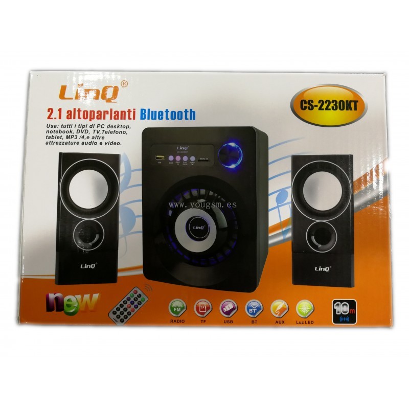 Altoparlanti Speaker Bluetooth Radio Fm Casse 2.1 Tf Aux Linq CS-2230kt
