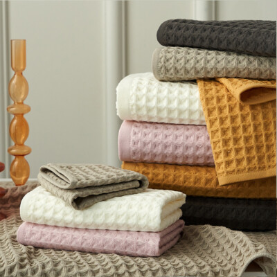 Luxury Waffle Towel 100% Cotton Hand Face Bath Towels Soft Absorbent for Adult