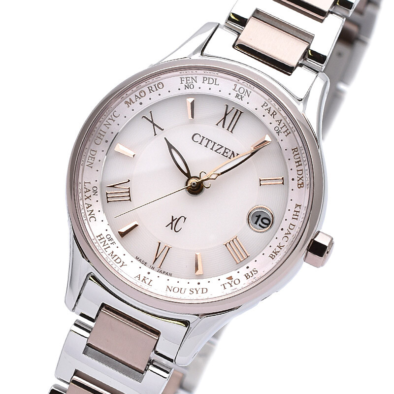 Pre-owned Citizen Xc Ec1165-51w Basic Collection Eco-drive Titanium Radio Solar Watch