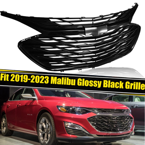 3PCS Front Upper Bumper Grille Gloss Black Grill Fit Chevrolet Malibu 2019-2023