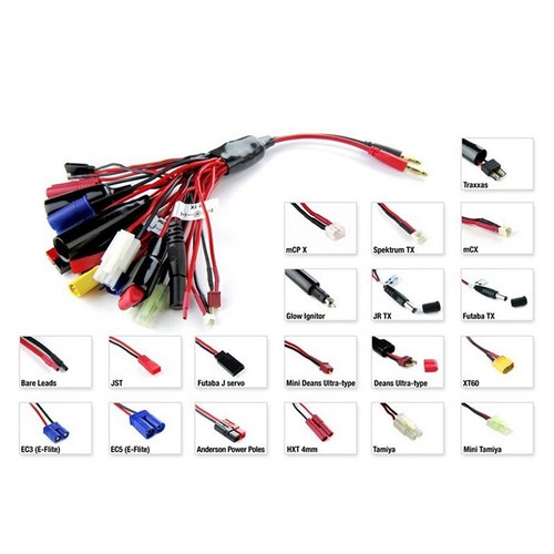 Banana 4mm - T-Dean/JST/JR/Jack multiadapter Banana 4mm - T-Dean/JST/JR/Jack multiadapter