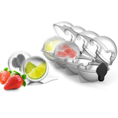 Bar Ice Cube 4 Ball Maker Mold Sphere Large Tray Whiskey DIY Mould Size 2.2''