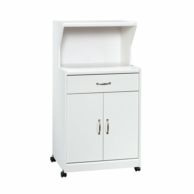 Sauder Misc. Storage Engineered Wood Microwave Kitchen Cart in Glacier White
