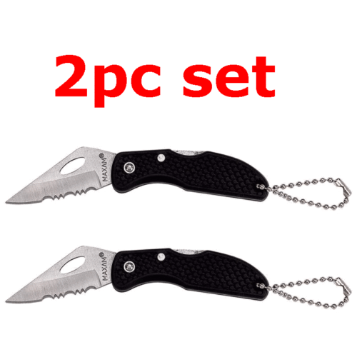 2PC MINI POCKET KNIFE Camp Outdoor Hunting Keychain Folding Survive Knives Ring