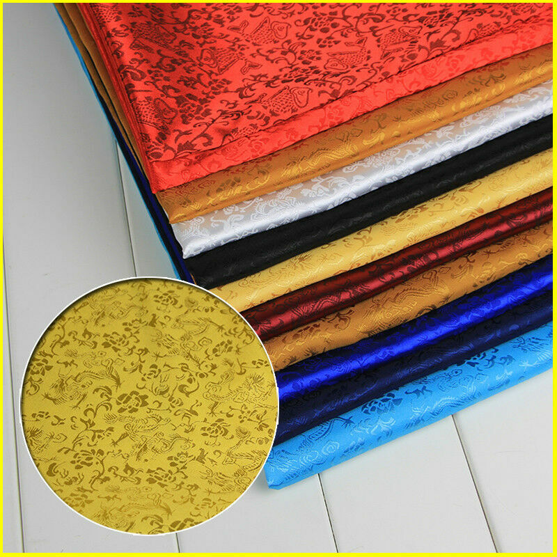 Ancient Satin Floral Fabric Chinese Tang Han Suit Costume Kimono Dress By Metre