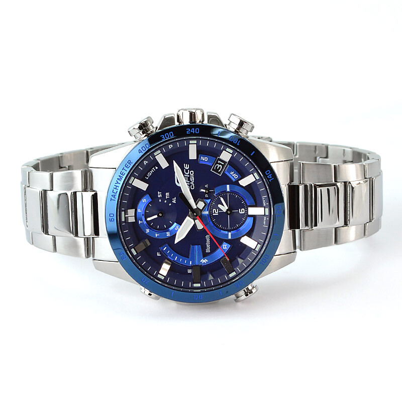 Pre-owned Casio Edifice Eqb-900db-2ajf Chronograph Bluetooth Solar Watch Blue Dial 45.8mm
