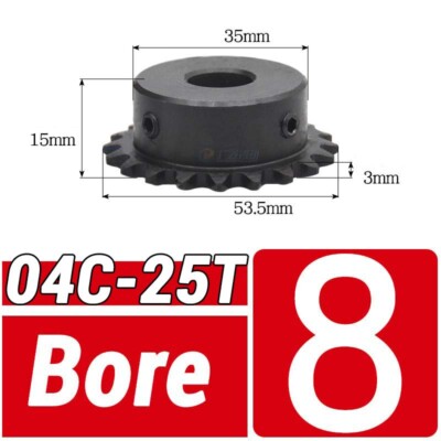 #25 Chain Drive Sprocket Wheel 9-40T Bore 5-20mm Pitch 1/4'' 6.35mm For 04C Chain