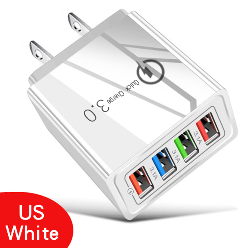 4 Port Fast Quick Charge QC 3.0 USB Hub Wall Home Charger Power Adapter Plug US