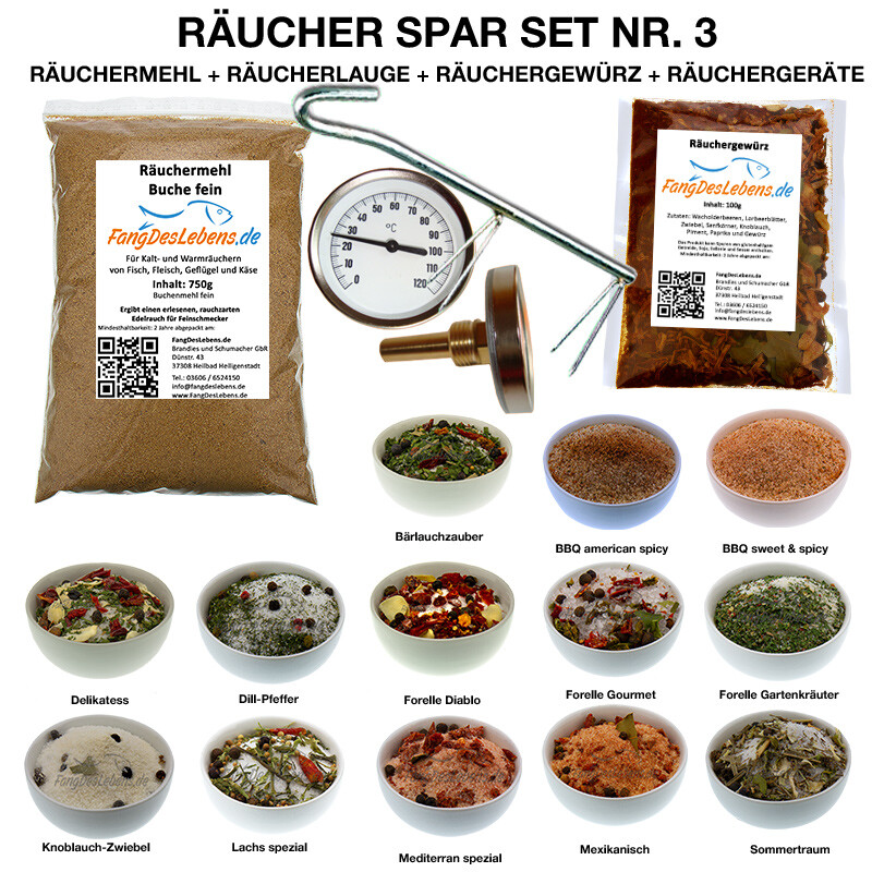 Räucher Spar-Set Nr. 3 - komplettes RäucherSet, Lauge frei wählbar + Haken Therm