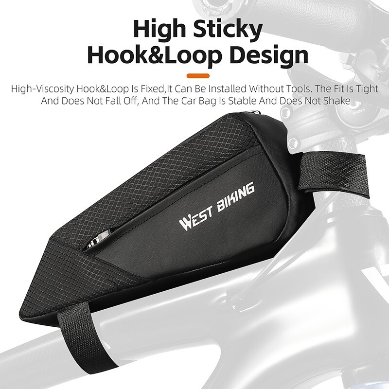WEST BIKING Bicycle Frame Top Tube Bag Road Bike Small Triangle Bag 1L Black